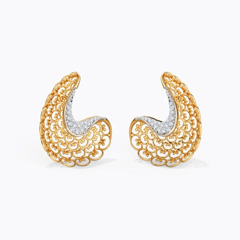 Alisha Ornate Diamond Stud Earrings Diamond Earrings 14 Karat Yellow Gold Alisha Ornate Diamond Stud Earrings