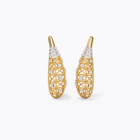 Joyous Weave Diamond Stud Earrings Diamond Earrings 14 Karat Yellow Gold Joyous Weave Diamond Stud Earrings