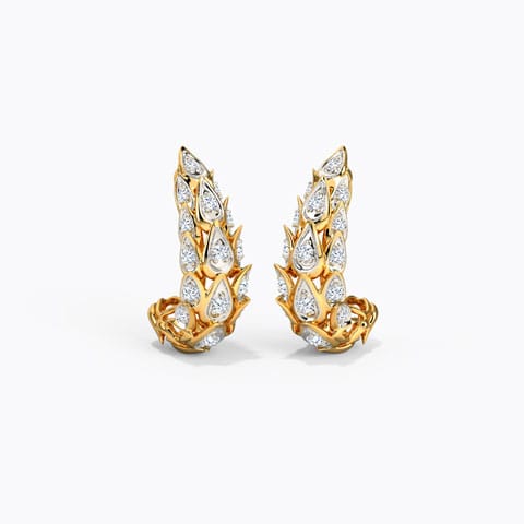 Golden Diamond Hoop Earrings Diamond Earrings 18 Karat Yellow Gold Golden Diamond Hoop Earrings