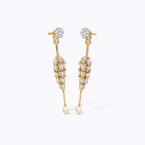 Breezy Detachable Pearl Drop Earrings Diamond,Gemstone Earrings 18 Karat Yellow Gold Breezy Detachable Pearl Drop Earrings