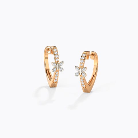 Flutter Essence Diamond Hoop Earrings Diamond Earrings 14 Karat Rose Gold Flutter Essence Diamond Hoop Earrings