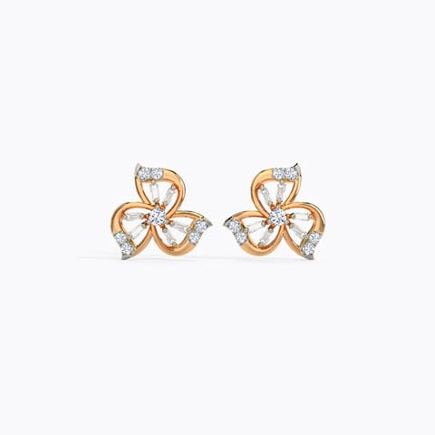 Gleaming Fleur Diamond Stud Earrings Diamond Earrings 14 Karat Rose Gold Gleaming Fleur Diamond Stud Earrings