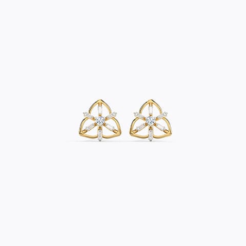 Troika Bloom Diamond Stud Earrings Diamond Earrings 14 Karat Yellow Gold Troika Bloom Diamond Stud Earrings