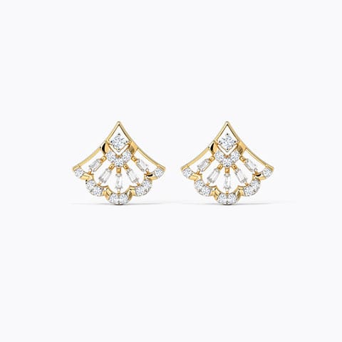 Glitter Diamond Stud Earrings Diamond Earrings 14 Karat Yellow Gold Glitter Diamond Stud Earrings