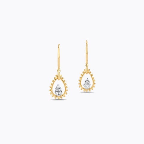 Dew Cluster Diamond Drop Earrings Diamond Earrings 14 Karat Yellow Gold Dew Cluster Diamond Drop Earrings