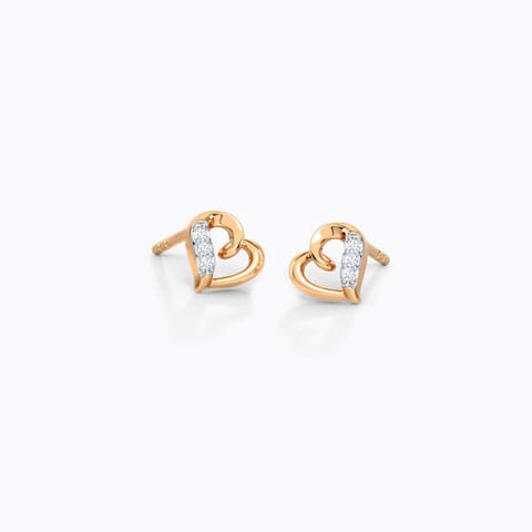 Graceful Heart Diamond Stud Earrings Diamond Earrings 14 Karat Rose Gold Graceful Heart Diamond Stud Earrings
