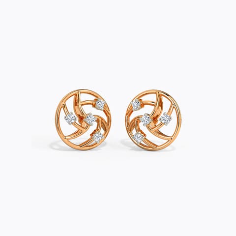 Entwined Circlet Diamond Stud Earrings Diamond Earrings 14 Karat Rose Gold Entwined Circlet Diamond Stud Earrings