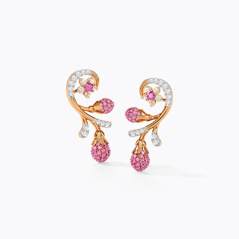 Jovial Sakura Gemstone Stud Earrings Diamond,Gemstone Earrings 14 Karat Rose Gold Jovial Sakura Gemstone Stud Earrings
