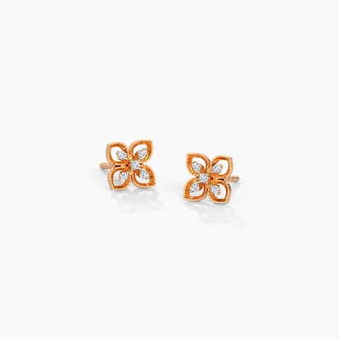 Classic Blossom Diamond Stud Earrings Diamond Earrings 14 Karat Rose Gold Classic Blossom Diamond Stud Earrings