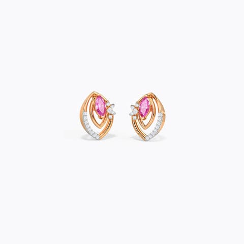 Aisha Petal Gemstone Stud Earrings Diamond,Gemstone Earrings 14 Karat Rose Gold Aisha Petal Gemstone Stud Earrings