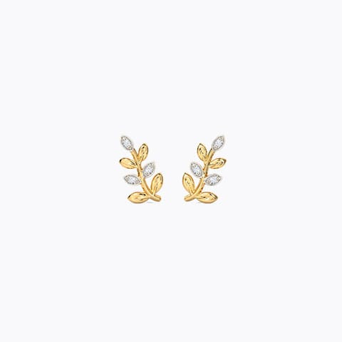 Leafy Diamond Ear Cuffs Diamond Earrings 14 Karat Yellow Gold Leafy Diamond Ear Cuffs