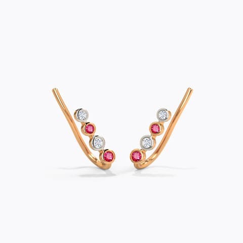 Colorful Sleek Gemstone Ear Cuffs Diamond,Gemstone Earrings 14 Karat Rose Gold Colorful Sleek Gemstone Ear Cuffs