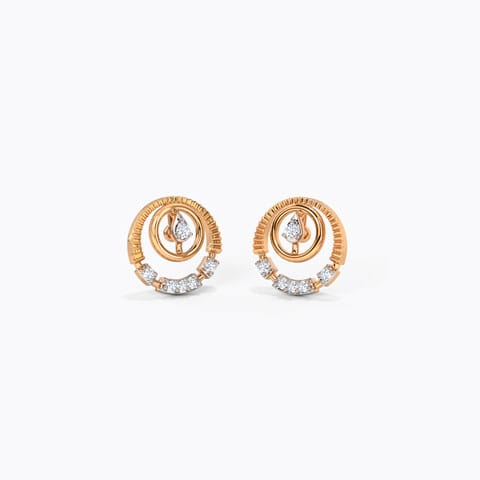 Elegant Diamond Stud Earrings Diamond Earrings 14 Karat Rose Gold Elegant Diamond Stud Earrings