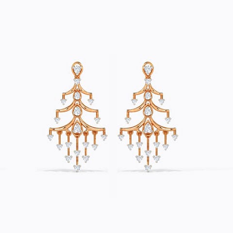 Nayer Diamond Drop Earrings Diamond Earrings 14 Karat Rose Gold Nayer Diamond Drop Earrings