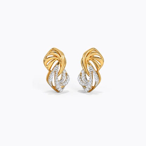 Chiara Intertwine Diamond Stud Earrings Diamond Earrings 14 Karat Yellow Gold Chiara Intertwine Diamond Stud Earrings