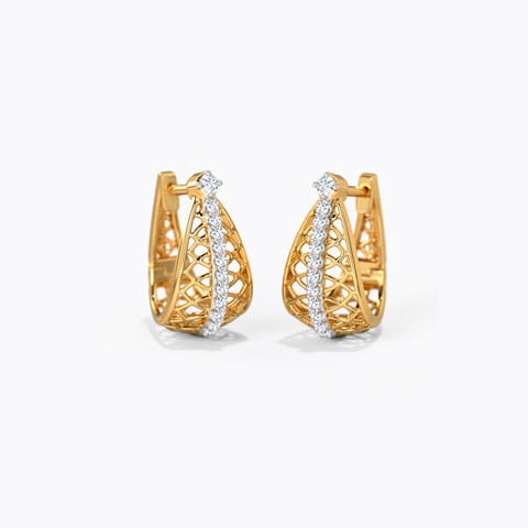 Adele Mesh Diamond Hoop Earrings Diamond Earrings 14 Karat Yellow Gold Adele Mesh Diamond Hoop Earrings