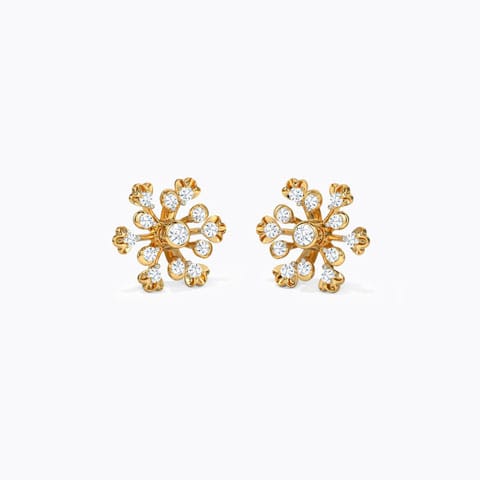 Morina Floret Diamond Stud Earrings Diamond Earrings 14 Karat Yellow Gold Morina Floret Diamond Stud Earrings