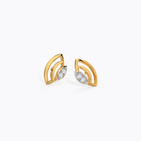 Gracious Leafy Diamond Stud Earrings Diamond Earrings 14 Karat Yellow Gold Gracious Leafy Diamond Stud Earrings
