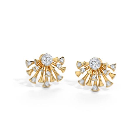 Ebony Diamond Stud Earrings Diamond Earrings 14 Karat Yellow Gold Ebony Diamond Stud Earrings