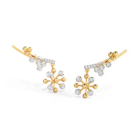 Edina Diamond Ear Cuffs Diamond Earrings 14 Karat Yellow Gold Edina Diamond Ear Cuffs