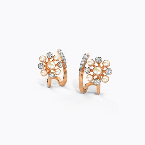 Edlyn Pearl Hoop Earrings Diamond,Gemstone Earrings 14 Karat Rose Gold Edlyn Pearl Hoop Earrings