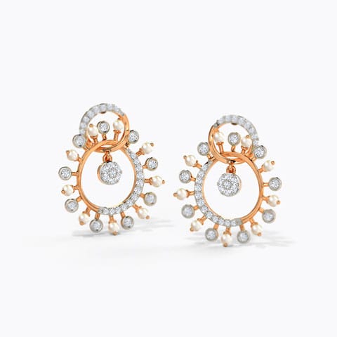 Eilise Pearl Drop Earrings Diamond,Gemstone Earrings 14 Karat Rose Gold Eilise Pearl Drop Earrings