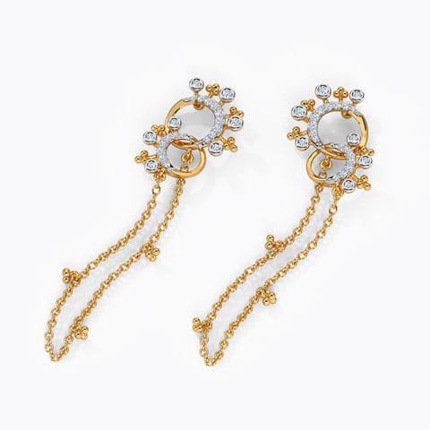Ekko Diamond Drop Earrings Diamond Earrings 14 Karat Yellow Gold Ekko Diamond Drop Earrings