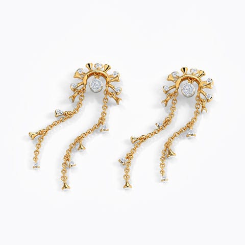 Electra Diamond Drop Earrings Diamond Earrings 14 Karat Yellow Gold Electra Diamond Drop Earrings
