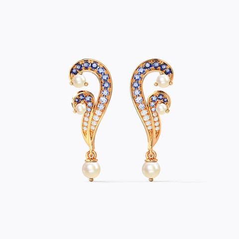Arnava Ripple Gemstone Drop Earrings Diamond,Gemstone Earrings 14 Karat Rose Gold Arnava Ripple Gemstone Drop Earrings