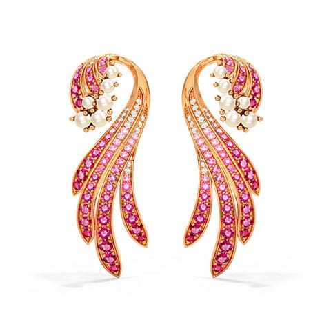 Keani Tide Gemstone Drop Earrings Diamond,Gemstone Earrings 14 Karat Rose Gold Keani Tide Gemstone Drop Earrings