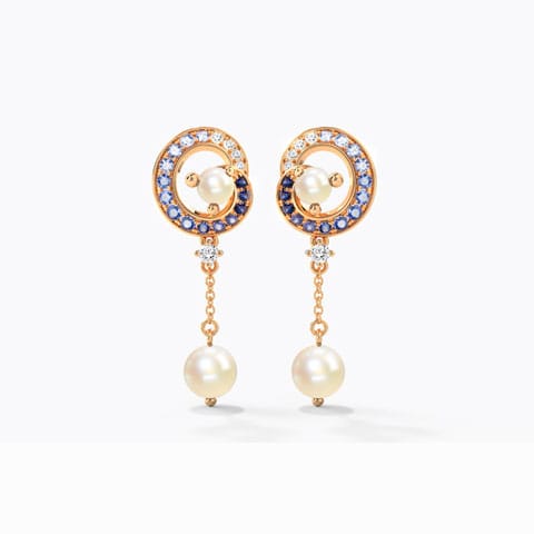 Laguna Gemstone Drop Earrings Diamond,Gemstone Earrings 14 Karat Rose Gold Laguna Gemstone Drop Earrings