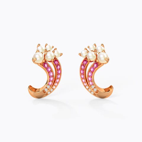 Maris Tide Gemstone Stud Earrings Diamond,Gemstone Earrings 14 Karat Rose Gold Maris Tide Gemstone Stud Earrings