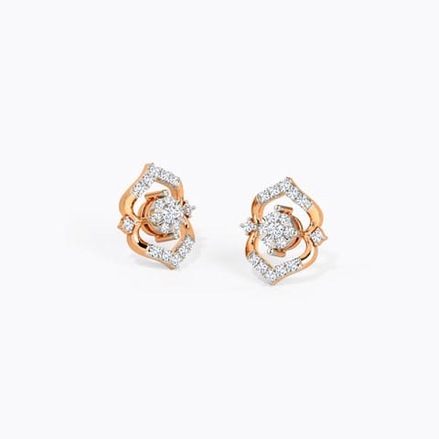 Ornette Royal Diamond Stud Earrings Diamond Earrings 14 Karat Rose Gold Ornette Royal Diamond Stud Earrings