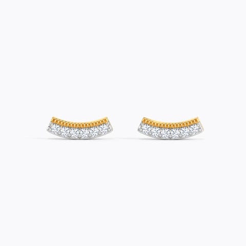 Tiny Arc Diamond Stud Earrings Diamond Earrings 14 Karat Yellow Gold Tiny Arc Diamond Stud Earrings