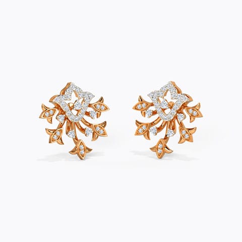 Maori Diamond Stud Earrings Diamond Earrings 14 Karat Rose Gold Maori Diamond Stud Earrings