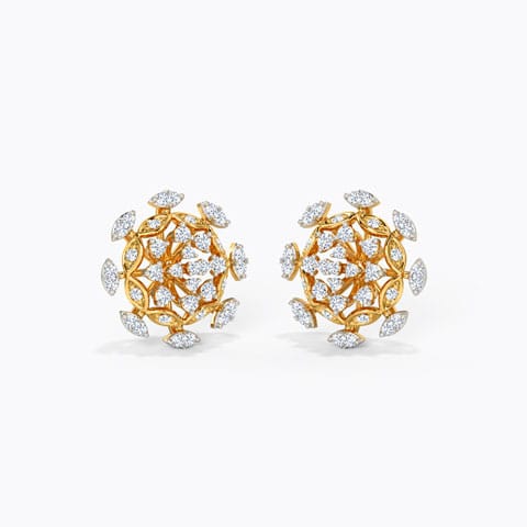 Malie Diamond Stud Earrings Diamond Earrings 14 Karat Yellow Gold Malie Diamond Stud Earrings