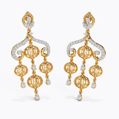 Parisa Diamond Drop Earrings Diamond Earrings 14 Karat Yellow Gold Parisa Diamond Drop Earrings