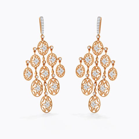 Dariya Diamond Drop Earrings Diamond Earrings 14 Karat Rose Gold Dariya Diamond Drop Earrings
