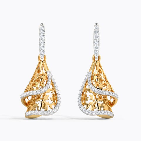 Farva Diamond Drop Earrings Diamond Earrings 14 Karat Yellow Gold Farva Diamond Drop Earrings
