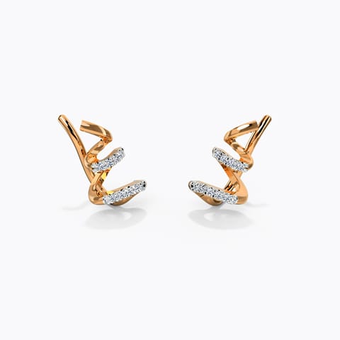 Smart Ribbon Diamond Earcuffs Diamond Earrings 14 Karat Rose Gold Smart Ribbon Diamond Earcuffs