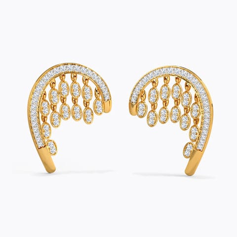 Ekika Diamond Drop Earrings Diamond Earrings 14 Karat Yellow Gold Ekika Diamond Drop Earrings