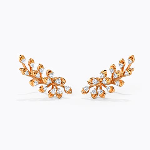 Yaiza Diamond Ear Cuffs Diamond Earrings 14 Karat Rose Gold Yaiza Diamond Ear Cuffs