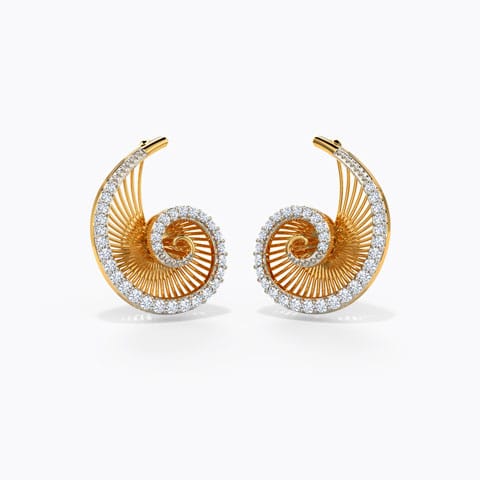 Eulalia Diamond Stud Earrings Diamond Earrings 14 Karat Yellow Gold Eulalia Diamond Stud Earrings