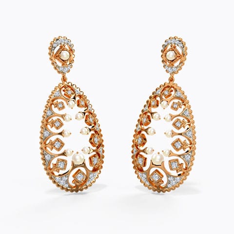 Eliin Gemstone Drop Earrings Diamond,Gemstone Earrings 14 Karat Rose Gold Eliin Gemstone Drop Earrings
