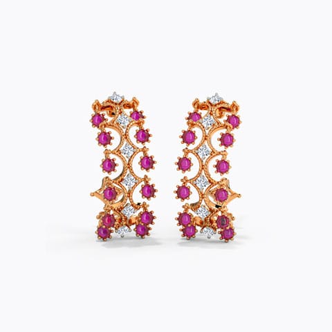 Maeve Diamond Hoop Earrings Diamond,Gemstone Earrings 14 Karat Rose Gold Maeve Diamond Hoop Earrings