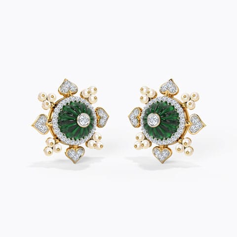 Lara Bloom Pearl Stud Earrings Diamond,Gemstone Earrings 14 Karat Yellow Gold Lara Bloom Pearl Stud Earrings