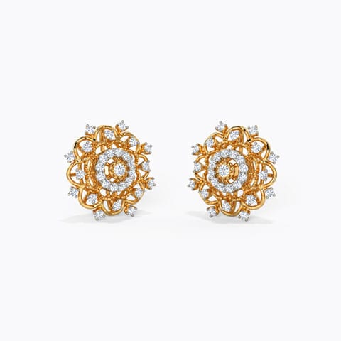 Ellorina Regal Diamond Stud Earrings Diamond Earrings 14 Karat Yellow Gold Ellorina Regal Diamond Stud Earrings