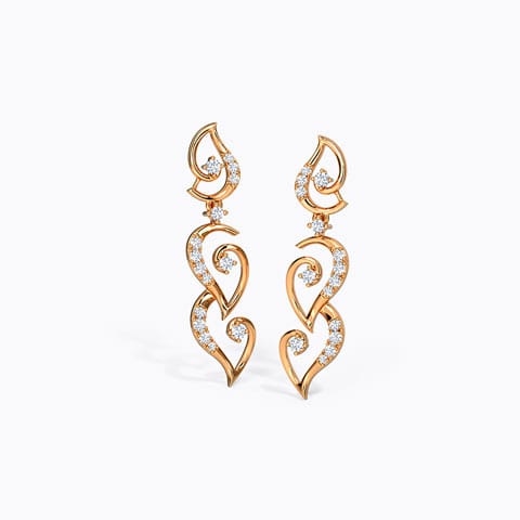 Kashaf Diamond Drop Earrings Diamond Earrings 14 Karat Rose Gold Kashaf Diamond Drop Earrings