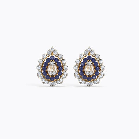 Zila Gemstone Stud Earrings Diamond,Gemstone Earrings 14 Karat Yellow Gold Zila Gemstone Stud Earrings