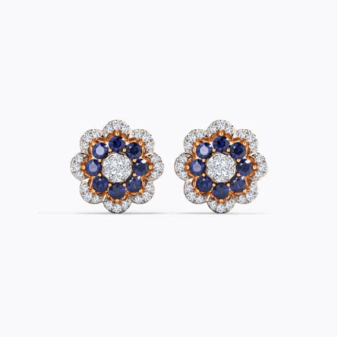 Zimri Gemstone Stud Earrings Diamond,Gemstone Earrings 14 Karat Rose Gold Zimri Gemstone Stud Earrings